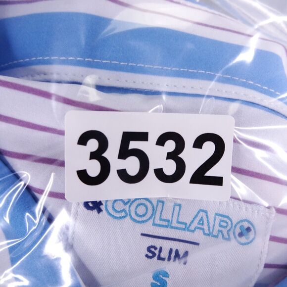 &Collar Shirt Mens Small‎ Multicolored Striped Button Up Oceanside Performance - Picture 11 of 11